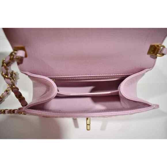 Chanel 21S CC Links Pink Mini Flap Top Handle Gold Chain Quilted Crossbody Bag - Picture 11 of 12